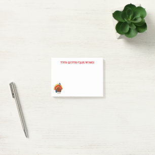 Cute Cartoon Turkey Post-it Notes