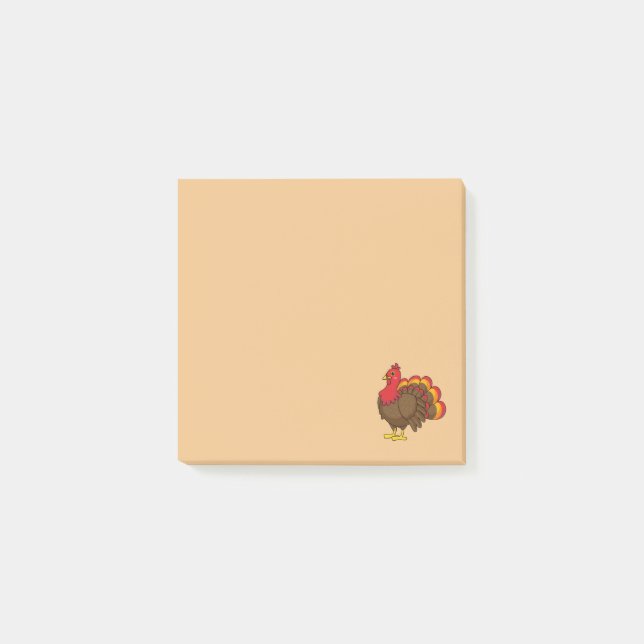 Cute Cartoon Turkey Post-it Notes (Front)