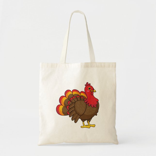 Cute Cartoon Turkey Tote Bag (Front)
