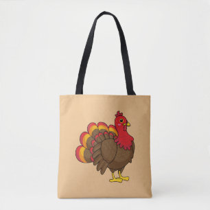 Cute Cartoon Turkey Tote Bag