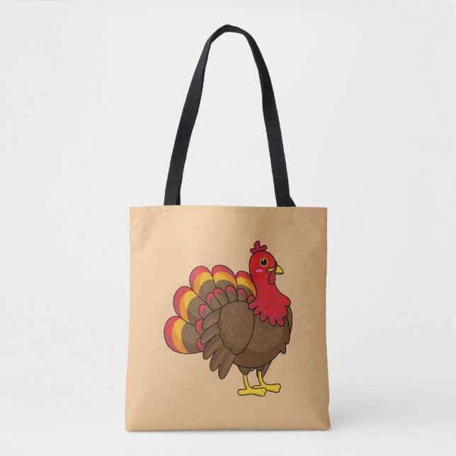 Cute Cartoon Turkey Tote Bag (Front)