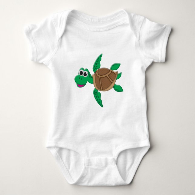 Cute Cartoon Turtle Baby Bodysuit (Front)