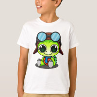 Cute Cartoon Turtle in Aviator Hat