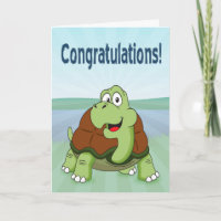 Cute Cartoon Turtle Smiling for Congratulations