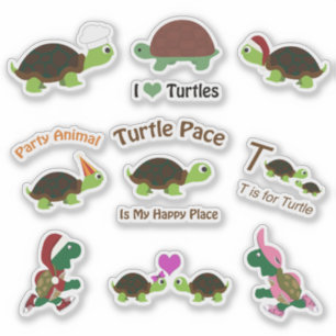 Cute Cartoon Turtles Sticker Set