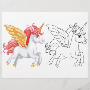 Cute Cartoon unicorn colouring page