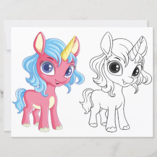 Cute Cartoon unicorn colouring page