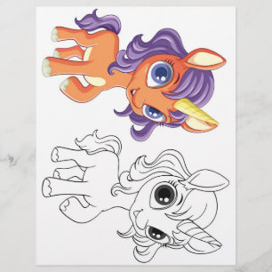 Cute Cartoon unicorn colouring page