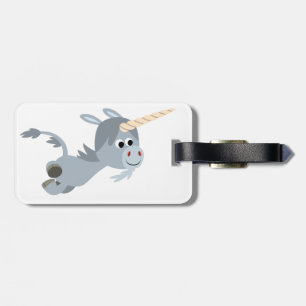 Cute Cartoon Unicorn In A Hurry Luggage Label