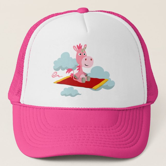 Cute Cartoon Unicorn's Magic Carpet Ride Hat (Front)