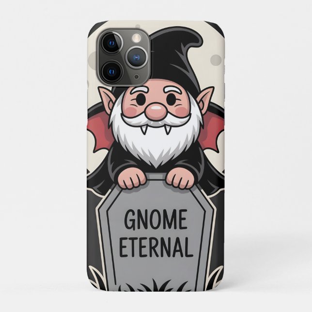 Cute Cartoon Vampire Gnome Standing at a Tombstone Case-Mate iPhone Case (Back)