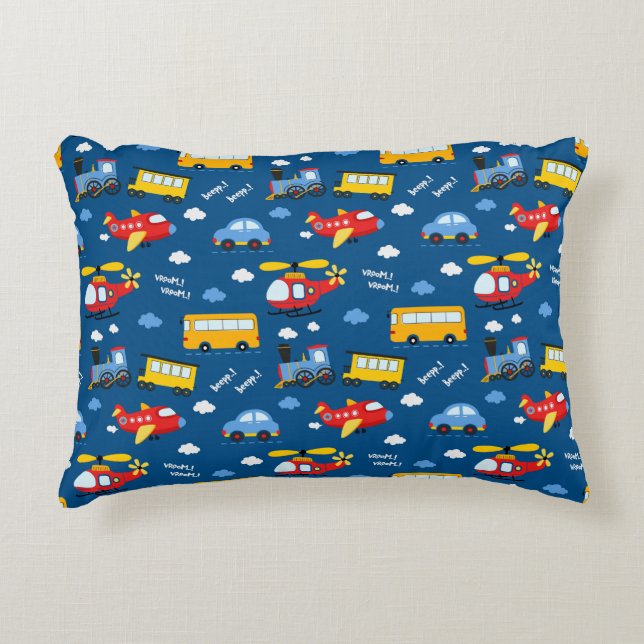 Cute Cartoon Vehicles Pattern  Decorative Cushion (Front)