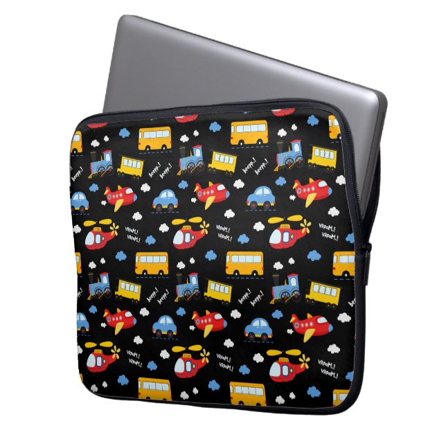 Cute Cartoon Vehicles Pattern  Laptop Sleeve (Front Left)