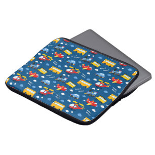 Cute Cartoon Vehicles Pattern  Laptop Sleeve