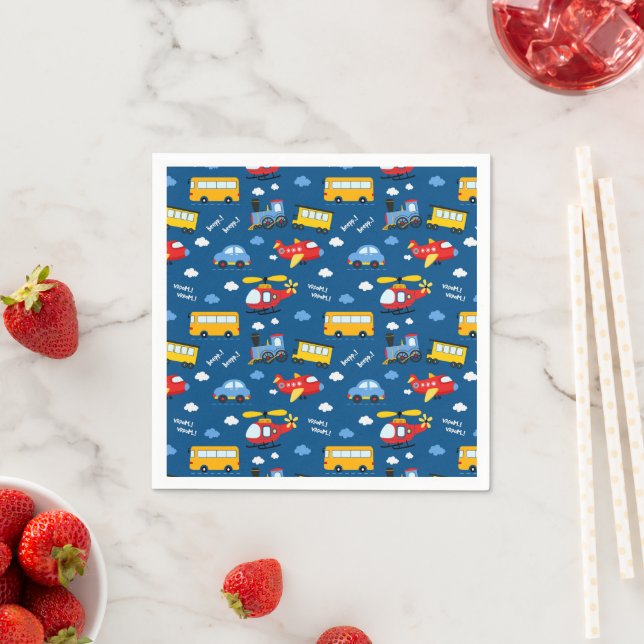 Cute Cartoon Vehicles Pattern  Napkin (Insitu)