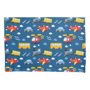 Cute Cartoon Vehicles Pattern  Pillowcase