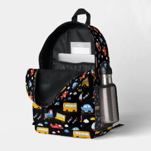 Cute Cartoon Vehicles Pattern  Printed Backpack