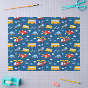 Cute Cartoon Vehicles Pattern Tissue Paper