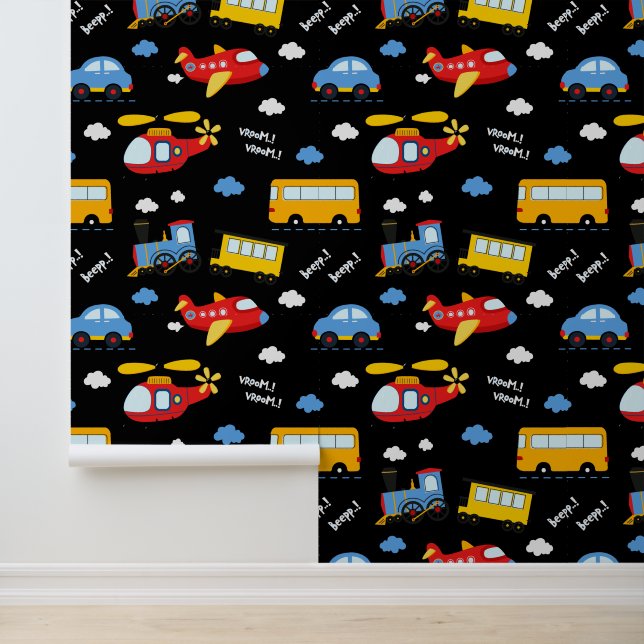 Cute Cartoon Vehicles Pattern  Wallpaper (Application)