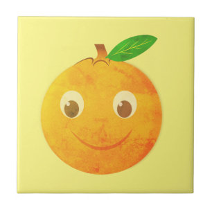 Cute Cartoon Vintage Orange Drawing Ceramic Tile