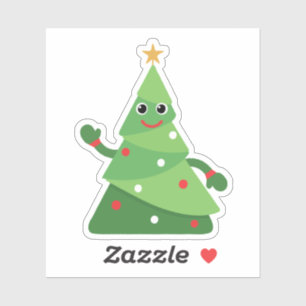 Cute Cartoon Waving Christmas Tree Festive