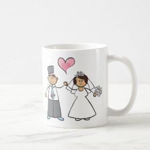Cute Cartoon Wedding Couple Bride Groom Love Heart Coffee Mug