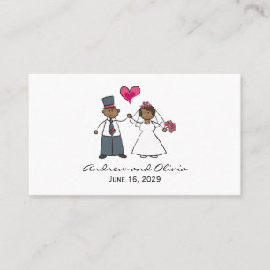Cute Cartoon Wedding Couple Bride Groom Love Heart Place Card