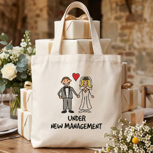 Cute Cartoon Wedding Couple - Under New Management Tote Bag