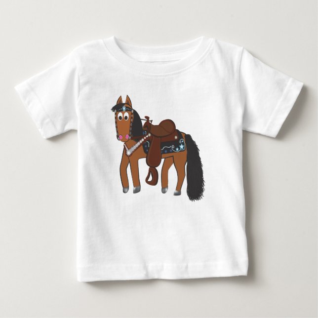 Cute Cartoon Western Horse Baby T-Shirt (Front)