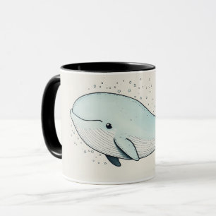 Cute Cartoon Whale Drawing Mug