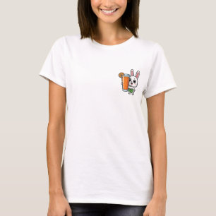 Cute Cartoon White Rabbit Wearing Green Apron T-Shirt