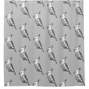 Cute Cartoon Whiteface Cockatiel Bird Pattern Shower Curtain