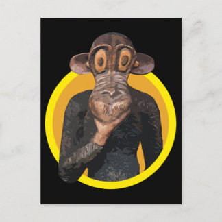 Cute Cartoon Wild Monkey Animal in yellow circle T Postcard