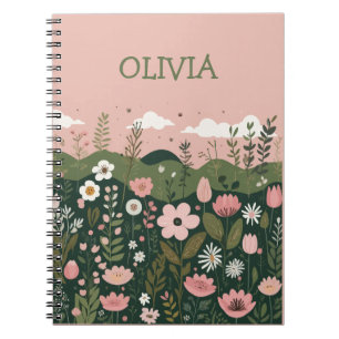 Cute Cartoon Wildflowers Floral Personalised  Notebook