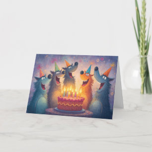 Cute Cartoon Wolves - Leader of the Pack Birthday Card