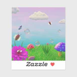 Cute Cartoon Wonderland: Custom Cut Vinyl Sticker