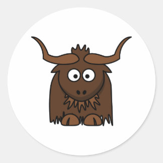 Cute Cartoon Yak Classic Round Sticker