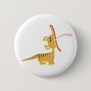 Cute Cartoon Yawning Thylacine Button Badge