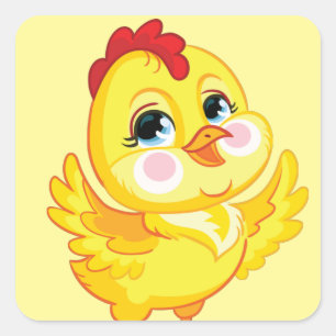 Cute cartoon yellow chicken kids' labels