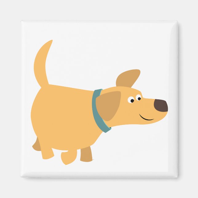 Cute Cartoon Yellow Labrador Magnet (Front)