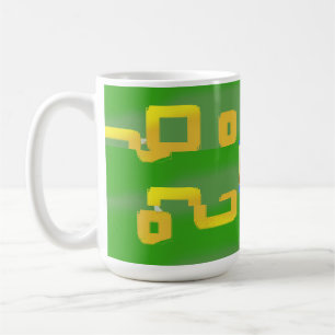 Cute Cartoon Yellow Squares Green Coffee Mug