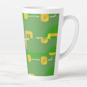 Cute Cartoon Yellow Squares Green Latte Mug