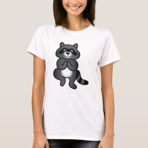 Cute Cartoon Yoga Racoon Doing The Tree Pose T-Shirt