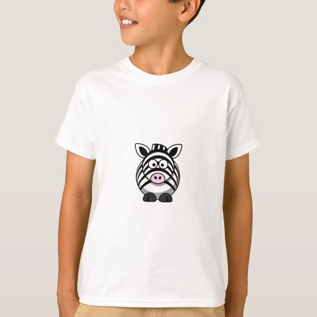 Cute Cartoon Zebra Clipart T-Shirt (Front)
