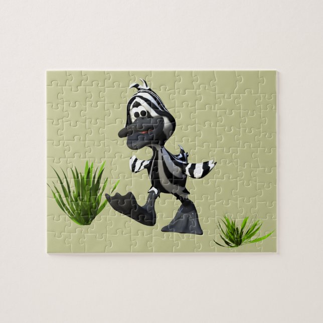 Cute Cartoon Zebra Duck Jigsaw Puzzle (Horizontal)