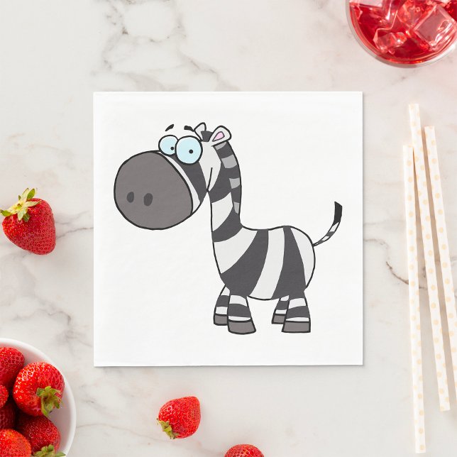 Cute Cartoon Zebra Funny Animal Character Napkin (Creator Uploaded)