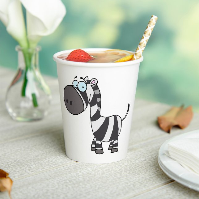 Cute Cartoon Zebra Funny Animal Character Paper Cups (Creator Uploaded)