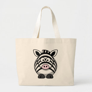 Cute Cartoon Zebra Large Tote Bag