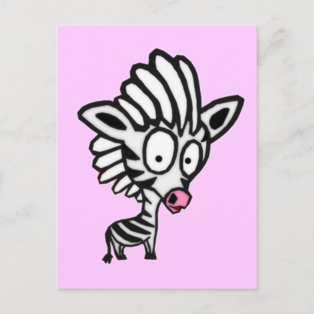 Cute Cartoon Zebra Postcard (Front)