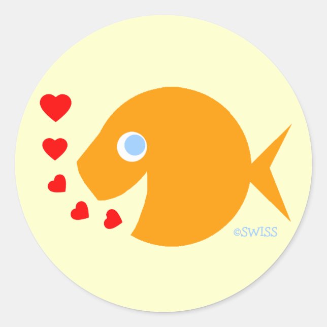 Cute CartoonFish Love Stickers For Valentines Day (Front)